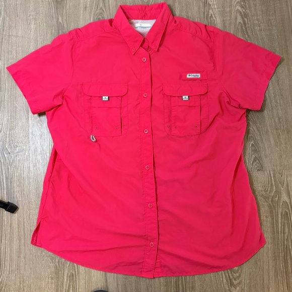 Columbia Tops - Columbia PFG Bonehead Fishing Shirt Women XL Preppy Golf Vacation Camping Pink